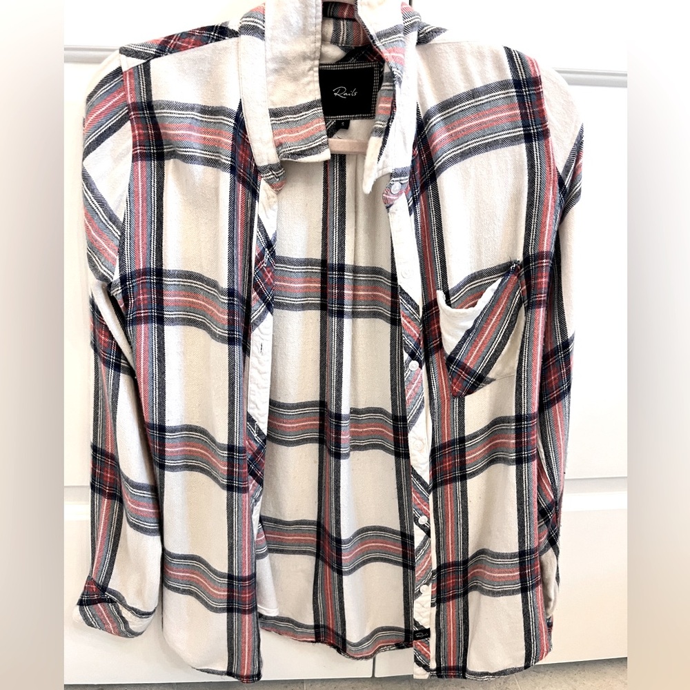 RAILS women’s hunter striped white base flannel size S